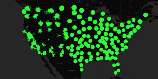 NEXRAD Doppler Radar Stations (Coverage 4,000 ft Above Ground)